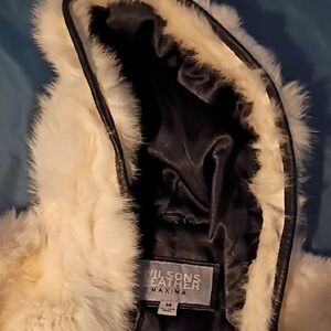 Wilsons Leather Cream Fur Hooded Coat